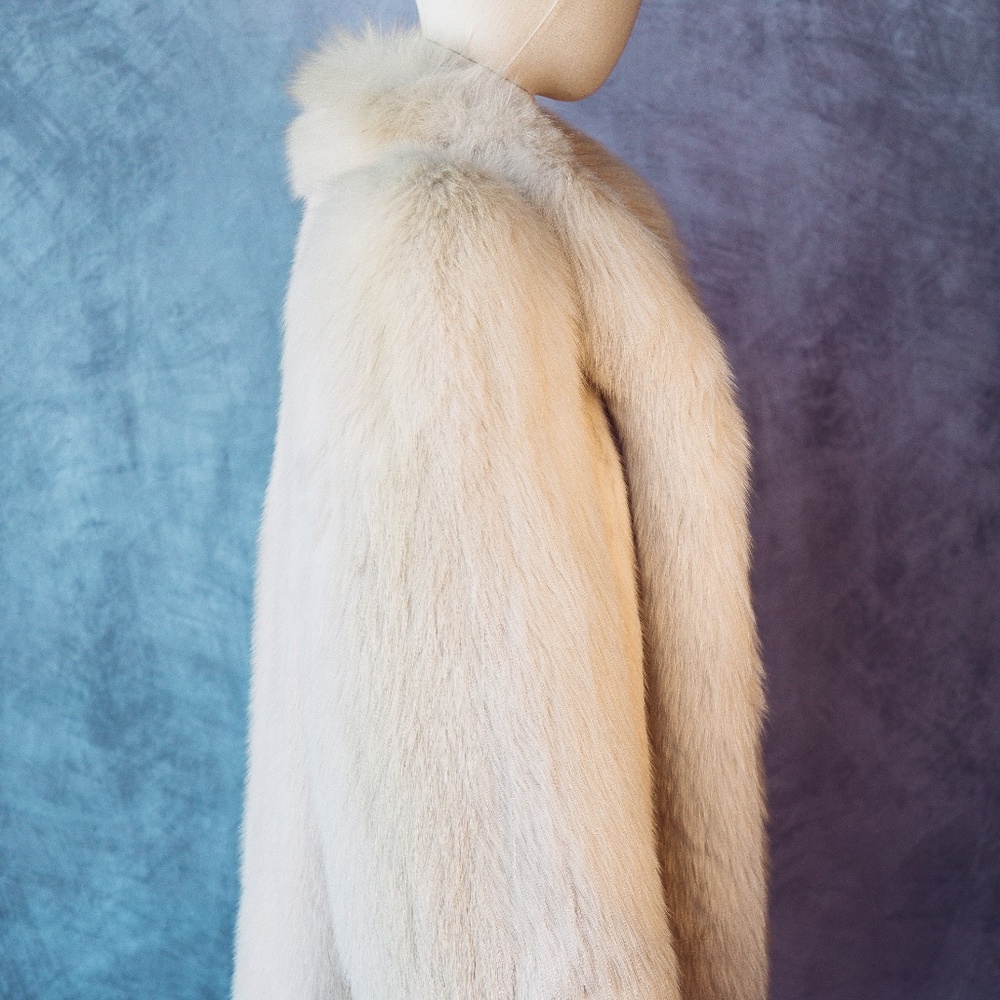 Vintage white fox real fur coat stunning mink body fits a size 8 sm/med - Picture 3 of 15